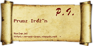 Prusz Irén névjegykártya